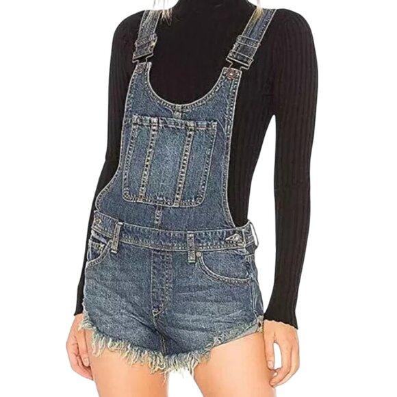 Free People Summer Babe Hi-Lo Denim Shortalls, NWT, Harvey, 27 - Picture 2 of 9